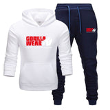 Tracksuit Fashion GORILLA WEAR Sportswear Two Piece Sets All Cotton Fleece Thick hoodie+Pants Sporting Suit
