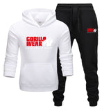 Tracksuit Fashion GORILLA WEAR Sportswear Two Piece Sets All Cotton Fleece Thick hoodie+Pants Sporting Suit
