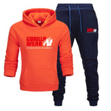 Tracksuit Fashion GORILLA WEAR Sportswear Two Piece Sets All Cotton Fleece Thick hoodie+Pants Sporting Suit