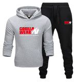 Tracksuit Fashion GORILLA WEAR Sportswear Two Piece Sets All Cotton Fleece Thick hoodie+Pants Sporting Suit