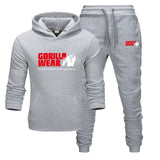 Tracksuit Fashion GORILLA WEAR Sportswear Two Piece Sets All Cotton Fleece Thick hoodie+Pants Sporting Suit