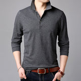 2020 Top Grade New Fashion Brands Polo Shirt Mens Solid Color Long Sleeve Slim Fit Boys Korean Poloshirt Casual Men Clothing