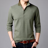 2020 Top Grade New Fashion Brands Polo Shirt Mens Solid Color Long Sleeve Slim Fit Boys Korean Poloshirt Casual Men Clothing