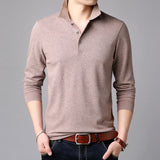 2020 Top Grade New Fashion Brands Polo Shirt Mens Solid Color Long Sleeve Slim Fit Boys Korean Poloshirt Casual Men Clothing