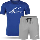 Alpinestar Fashion T-shirt Shorts Men's Sportswear Summer Men's Suit Clothes Short-sleeved T-shirt Shorts Beach Casual Sets 2PC