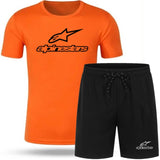 Alpinestar Fashion T-shirt Shorts Men's Sportswear Summer Men's Suit Clothes Short-sleeved T-shirt Shorts Beach Casual Sets 2PC