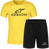 Alpinestar Fashion T-shirt Shorts Men's Sportswear Summer Men's Suit Clothes Short-sleeved T-shirt Shorts Beach Casual Sets 2PC