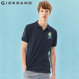 Giordano Men Polo Shirt Men Embroidered 3D Lion Multi Color Polo Men Embroidery Contrast Color Polo Fashion Camisa Polo