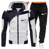 Men's casual suit 2020 winter new zipper jogger sportswear zipper hoodie + pants 2PC suit men's sportswear sports suit clothing